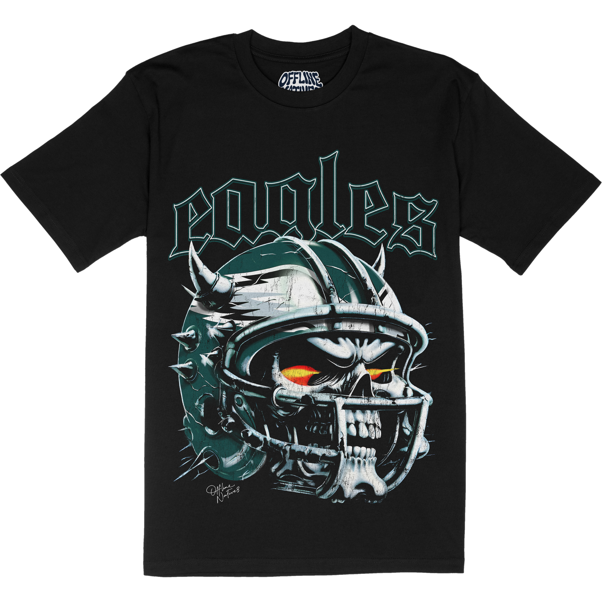 Philadelphia Eagles - Skull Helmet - T-Shirt - Black