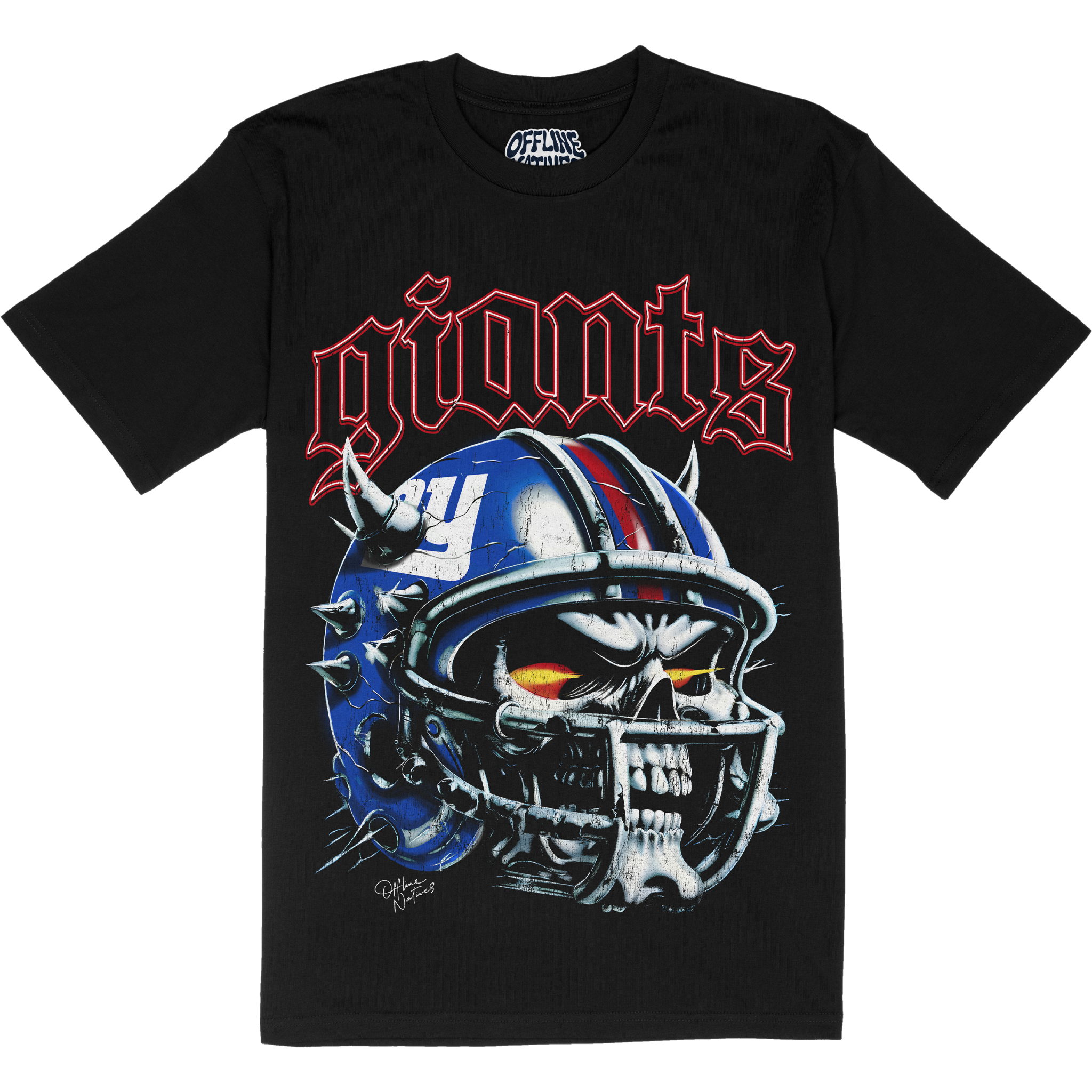 New York Giants - Skull Helmet - T-Shirt - Black